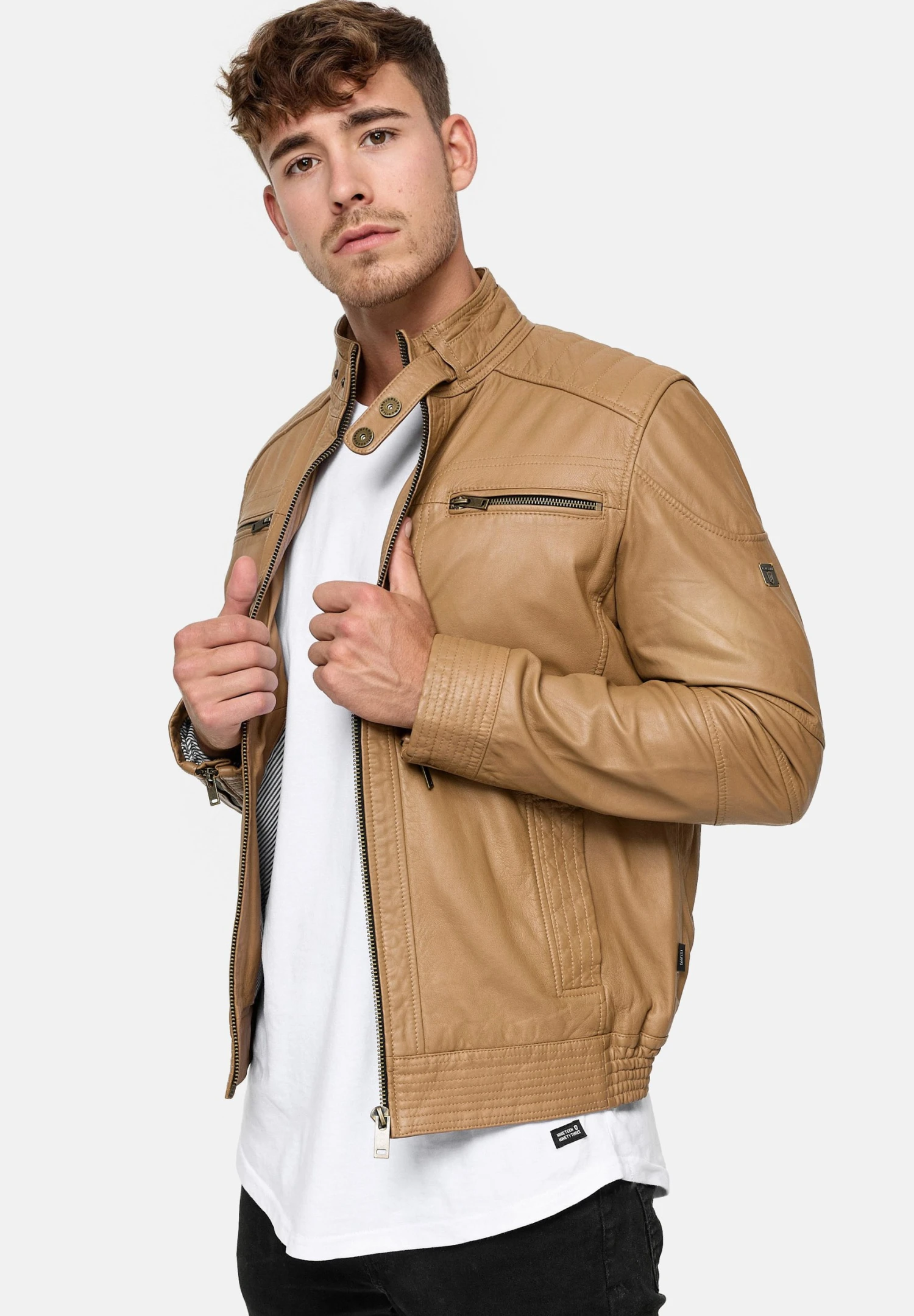 Indicode Jeans Germo - Leren Jas - Camel - Afbeelding 3