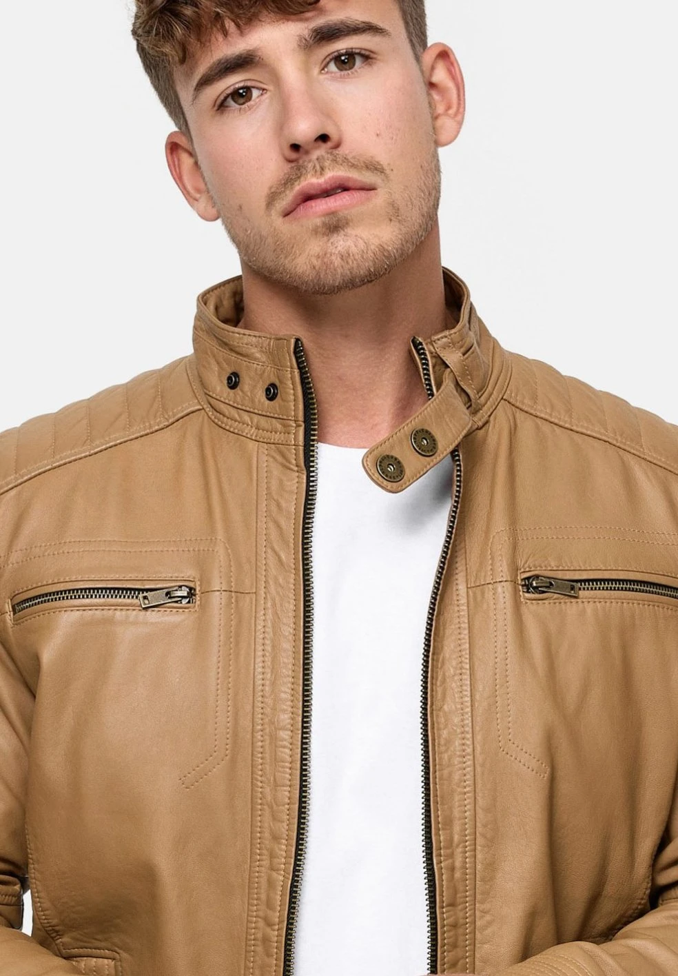 Indicode Jeans Germo - Leren Jas - Camel - Afbeelding 4