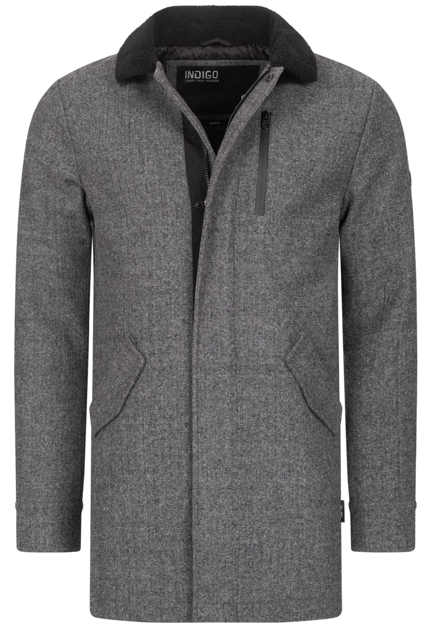 Indicode Jeans Falmo - Halflange Jas - Mini Herringbone Grey - Afbeelding 6