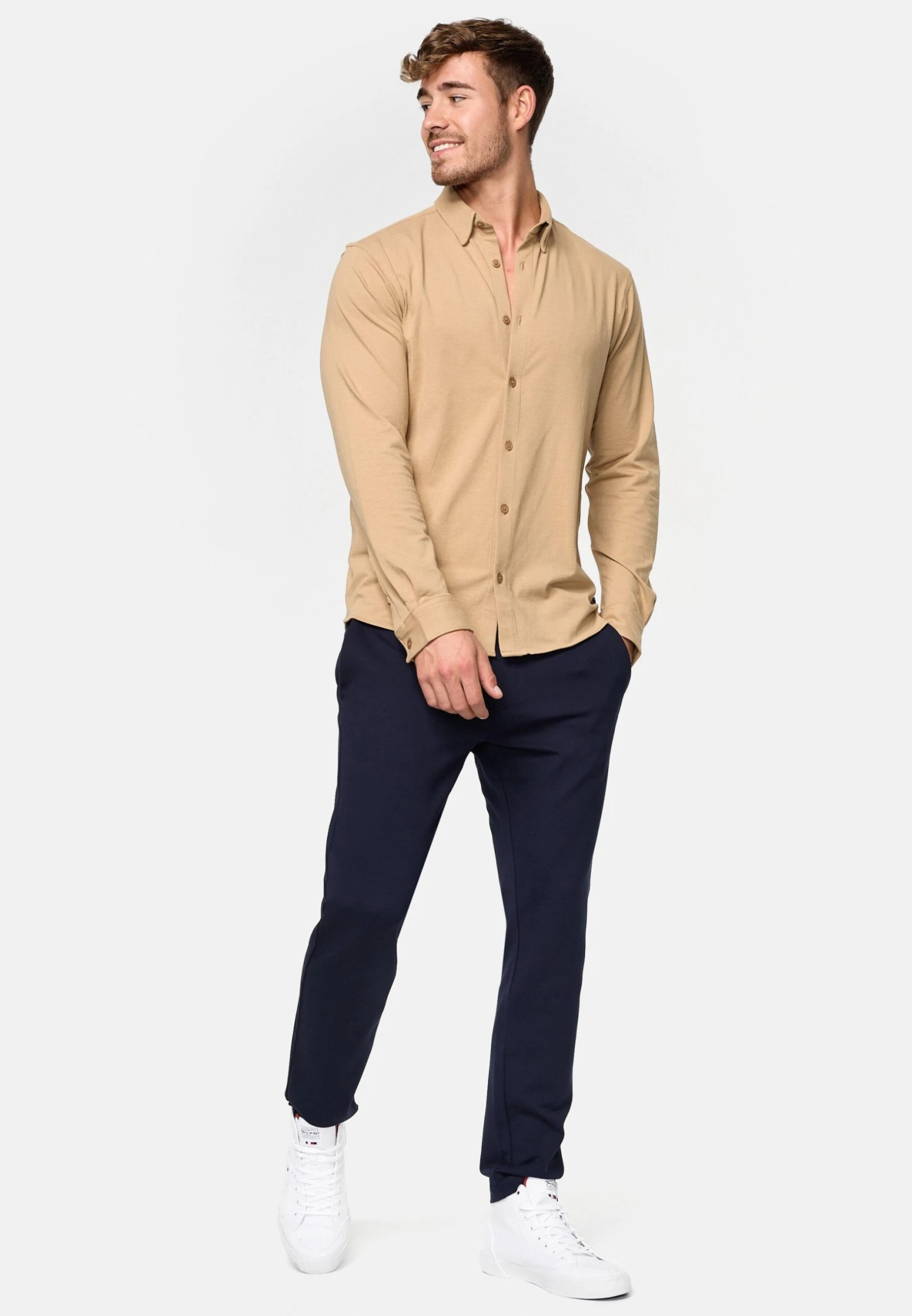 Indicode Jeans Langarm Theo - Overhemd - Dark Beige - Afbeelding 2