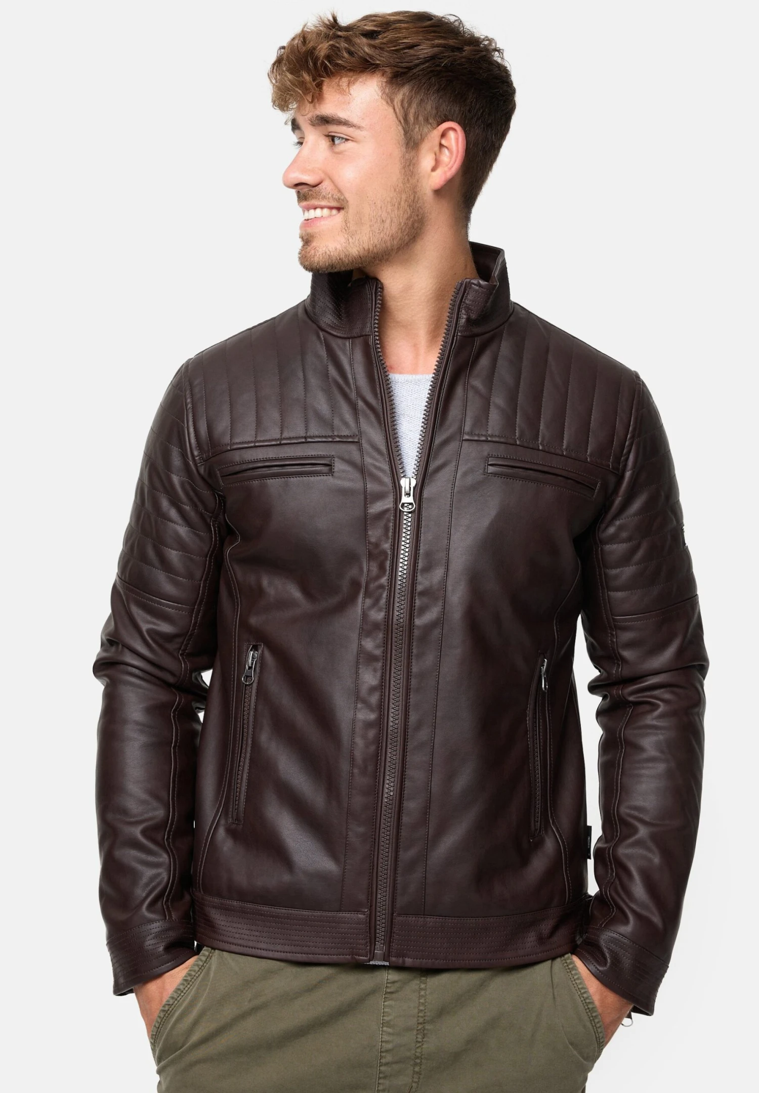 Indicode Jeans Brook - Imitatieleren Jas - Dark Brown - Afbeelding 5