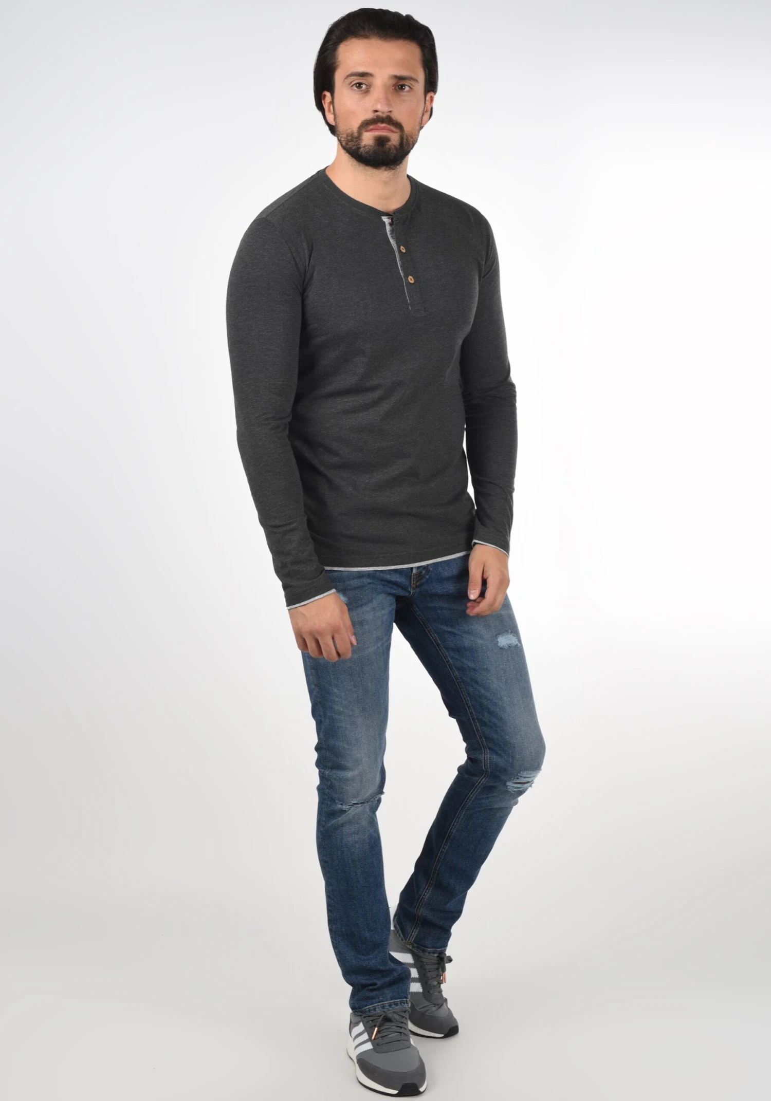 Indicode Jeans Idgifford - Longsleeve - Charcoal - Afbeelding 2