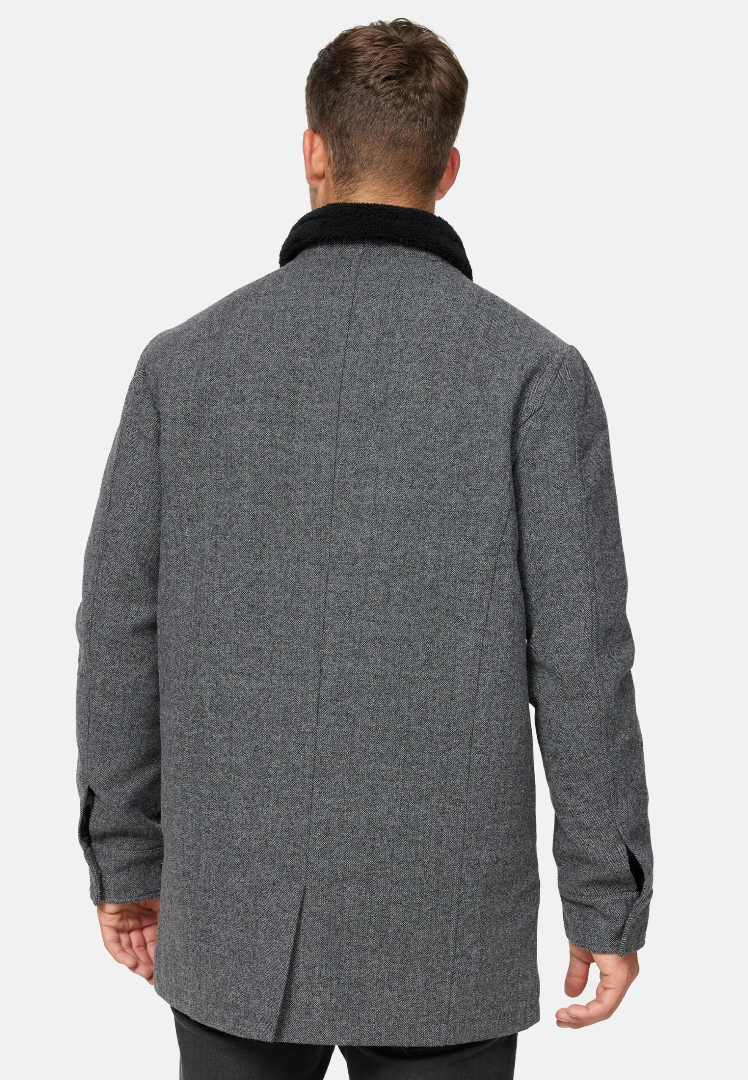 Indicode Jeans Falmo - Halflange Jas - Mini Herringbone Grey - Afbeelding 2