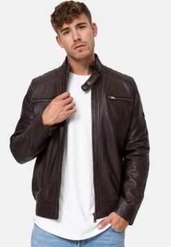 Indicode Jeans Germo - Leren Jas - Dark Brown