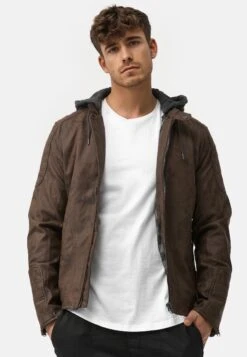 Indicode Jeans Miguel- Imitatieleren Jas - Brown