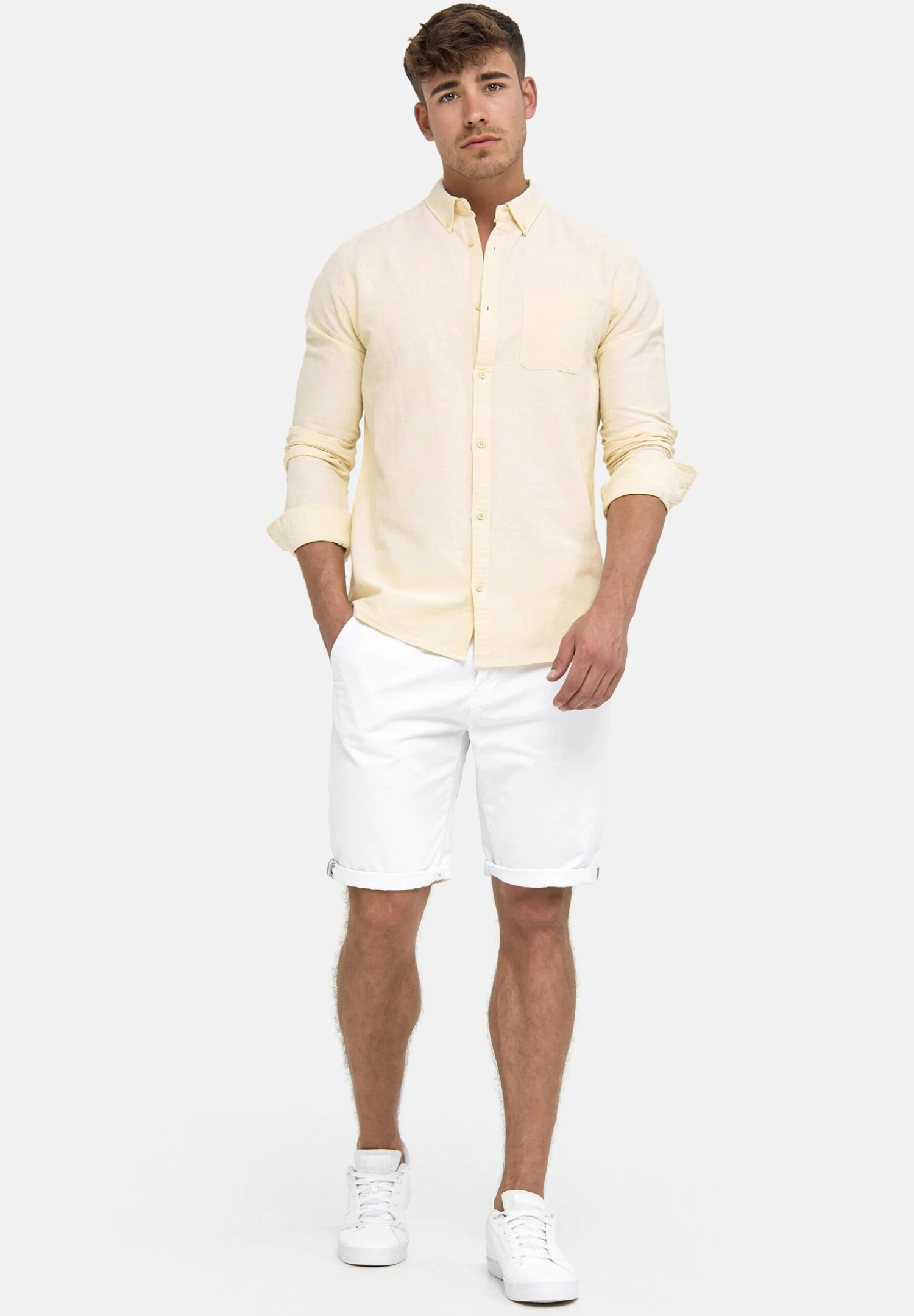 Indicode Jeans Casual Fit - Shorts - Off White - Afbeelding 2