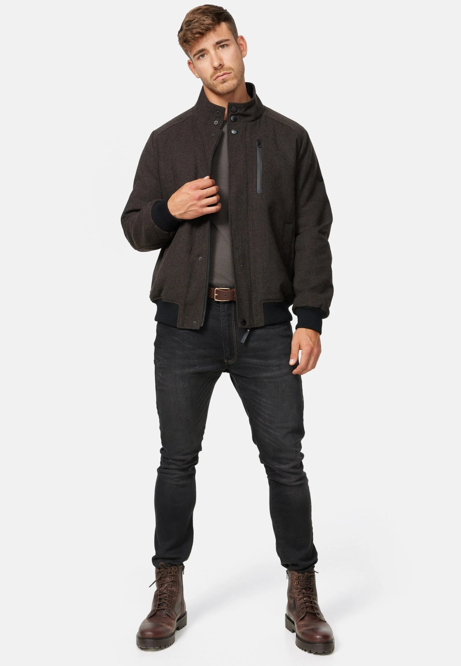 Indicode Jeans Bob - Jas - Mini Herringbone Brown - Afbeelding 2