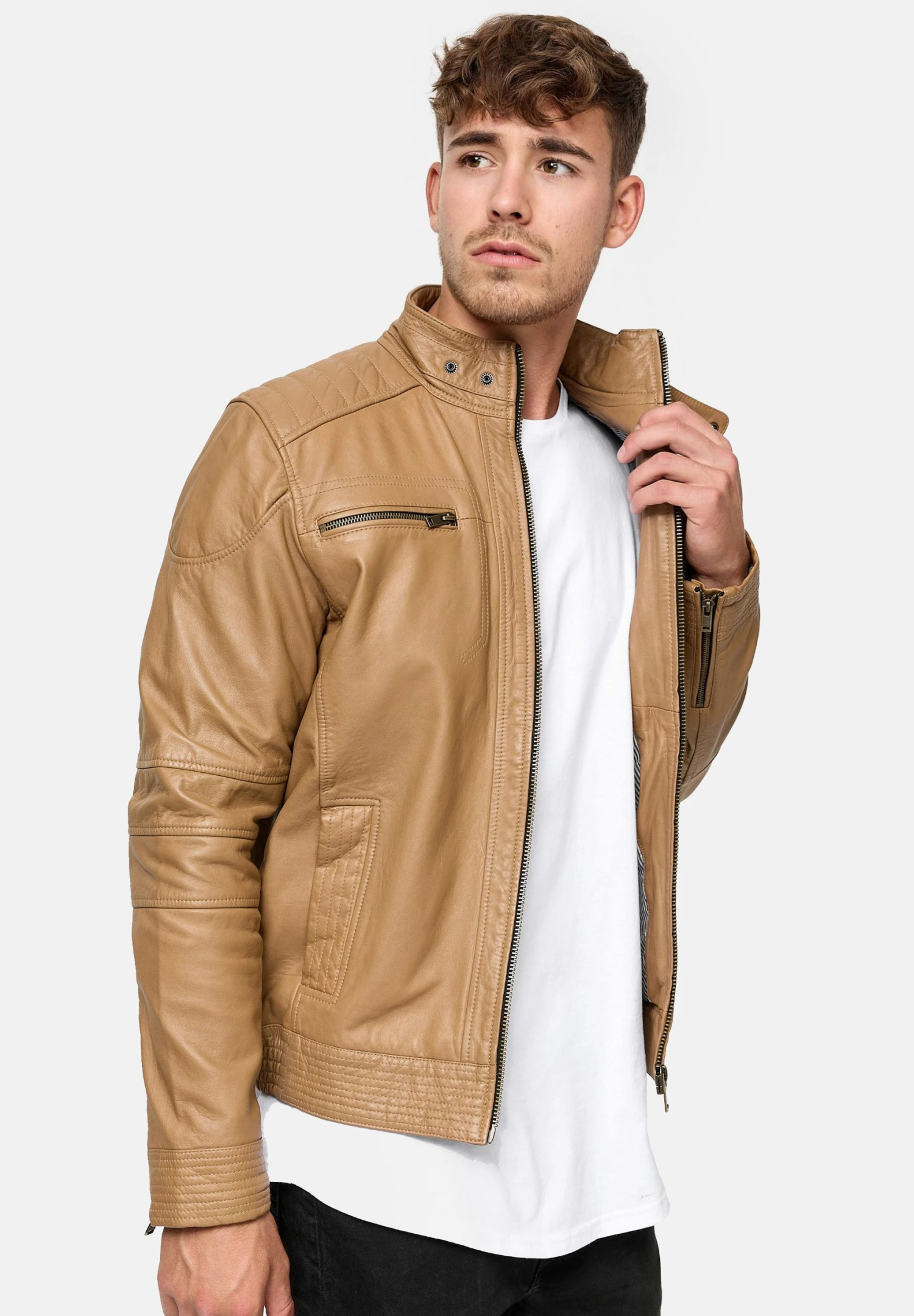 Indicode Jeans Germo - Leren Jas - Camel - Afbeelding 2