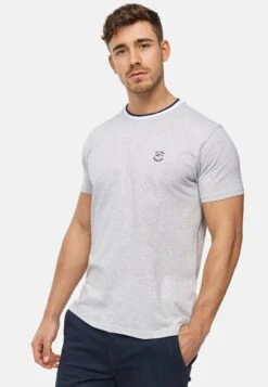 Indicode Jeans T-Shirt Basic - Lt Grey Mix